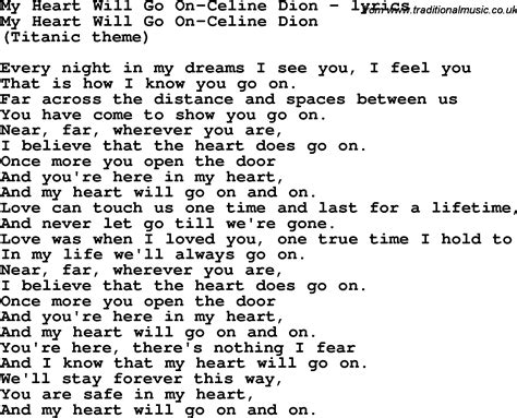 my heart will go onlyrics